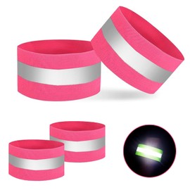 4 PCS Reflective Band for Wrist/Arm/Ankle/Leg, Reflectors for Walking, Elastic Reflective Tape for Clothing, Reflective Running Gear for Night Running/Cycling, Adjustable Velcro, Storage Bag Included