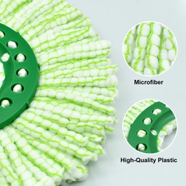 Tornado Spin Mop Head Compatible with Libman 𝐓𝐨𝐫𝐧𝐚𝐝𝐨 Spin Mop System, Machine Washable & Reusable for Libman Mop Head Replacement Refill for Libman Tornado Mop Head (2 Pack Green & White)