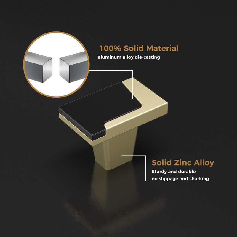 Haliwu 4 Pack Black and Gold Cabinet Knobs - 2