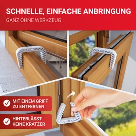 LouMaxx Window Stoppers Set of 2 - Window Stoppers for Ventilation & Clamping Protection for Doors - Window Lock No Drilling - Window Clamp in White for Reliable Safety