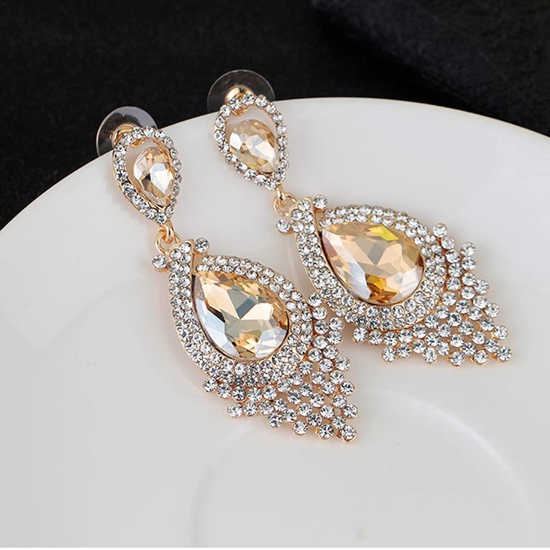 JWICOS Bridal Wedding Earrings for Women Brides Crystal Rhinestones Dangle