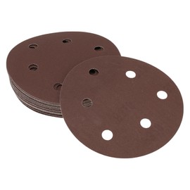 X AUTOHAUX Sandpaper Hook & Loop Sanding Sheets 125x125mm Red 320 Grit Round Efficient Grinding and Polishing Automobile Manufacturing and Repair Woodworking