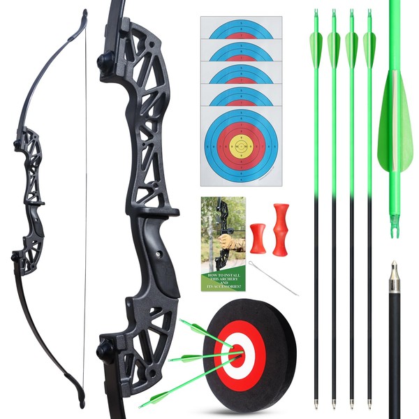 Recurve Bow and Arrow Set for Adults,53'' Takedown Hunting Bow