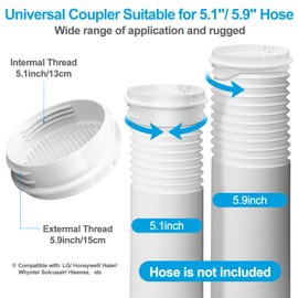 Estoder Portable Air Conditioner Window Vent Kit for 5.1”/5.9” Exhaust Hose, Upgraded Adjustable AC Window Seal for Sliding Horizontal & Vertical Windows, with Universal Coulper & Filter & Rain Cover