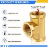 FANOVO 1/2 inch Forged Brass Tee Pipe Fitting, 2Pack 1/2''