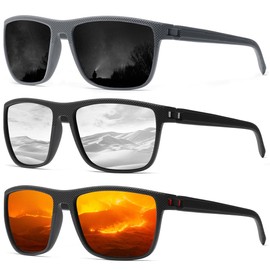 SPEEDHYUN Classic Men's Polarised Sunglasses Square Lightweight Sunglasses UV Protection Sports Cycling Glasses C755 (C12)