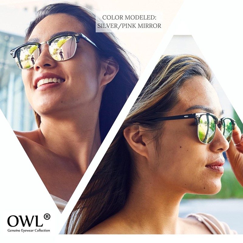 OWL Classic Smoke Lens Sunglasses Black-Gold Metal Half Frame Men