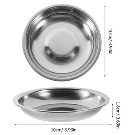 PACKOVE 10Pcs Stainless Steel Sauce Plate Sushi Sauce Plate Sliver Sauce Dish Round Serving Dish for Dipping Food Dessert (10CM)