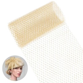 BENECREAT Gold Wedding Mesh Netting Fabric, 2 Yards (1.8m) x 10in (25cm) Width, French/Elegant Style, Ideal for DIY Wedding Crafts