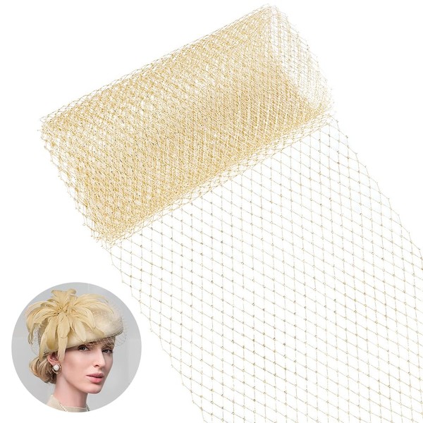BENECREAT Gold Wedding Mesh Netting Fabric, 2 Yards (1.8m) x