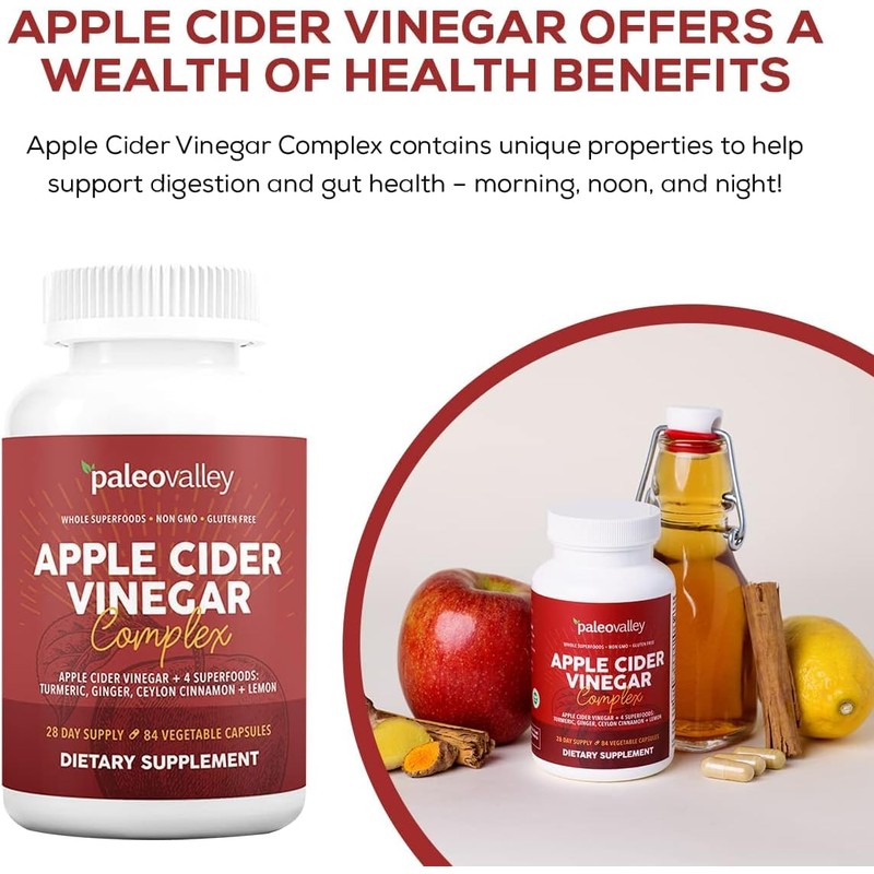 Paleovalley Apple Cider Vinegar Complex with Superfoods - Turmeric, Ginger,