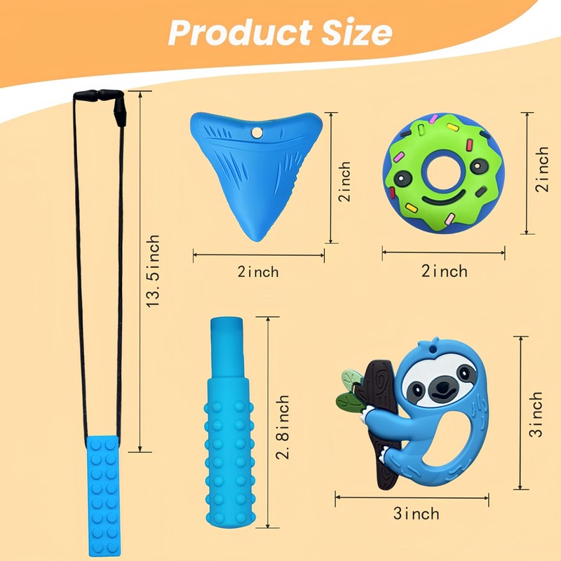 RUIOMII Pack of 5 Chew Chain for Children Adhs, Teething