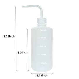 KIGITIK 3 Pcs 500ml Plastic Squeeze Wash Bottle, Narrow Mouth Squeeze Bottle, Safety Rinse Watering Tools, for Lab, Tattoo, hair, pet, Plant Irrigation (White, 500ml)