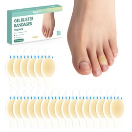 Gel Blister Bandages, Welnove 22ct Hydrocolloid Bandages for Feet, Water Resistant Blister Cushions, Blister Pads for Blister Prevention & Recovery - Toe Pack