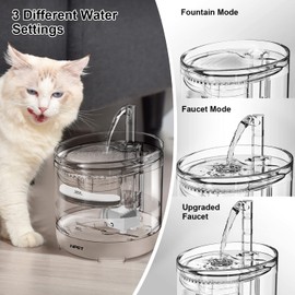 NPET Cat Water Fountain, Ultra Quiet Cat Fountain 1.5L, Automatic Pet Drinking Fountain with Faucet Kit, Visible Water Level Small Dog Water Fountain with 2 Filters, 3 Modes, WF050TP