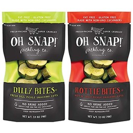 Oh Snap! Fresh Pickle Bites Dill & Hottie Variety Pack, 3.5 oz, Pack of 12