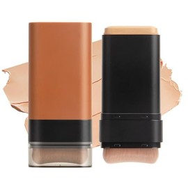 Full Coverage Foundation Stick with Built-in Brush, Waterproof Matte Concealer Contour Stick for All Skin Types, Long Lasting Cream Foundation Makeup with High Coverage（#02)