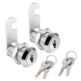 Cabinet Cam Lock, 1"(25mm) Keyed Alike Cam Locks Secure File Drawer Mailbox Tool Box Dresser RV Cylinder Replacement Lock Hardware, Chrome-Finish Zinc Alloy. (2 Pack)