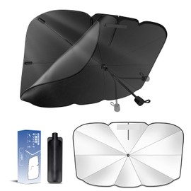 LIMSTYLE Double Layer Construction, No Umbrella Ribs Visible, Front Car Sunshade, Sunshade, Bending Central Rod, Light Cars, Minivans, Car Sunshade, Foldable, Blackout, Insulated, UV Protection, Front Sunshade, 6-Layer Material, Glass Fiber, 10 Ribs, Scratch-Resistant, Sleeping Overnight in Car, Anti-deterioration, Compact Storage, Includes Storage Bag, Privacy Protection, Heat Protection, Easy Installation, Manufacturer, Large Size (57.145.1.1 inches (1 inches (145 inches (145 cm) 33.5")