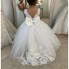 White Flower Girl Dress Embroidery Princess Dress First Communion Tulle