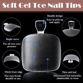 AddFavor 420pcs Soft Gel Toe Nail Tips Matte Short Fake Toenail Tips Square Fake Toe Nails for Big Toes Nail Extension Women Toes Press on Toenails DIY Salon, 15 Sizes