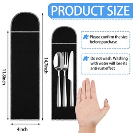 Weewooday 12 Pieces Anti-tarnish Silverware Storage Bags - Velvet Flatware Organizer Sleeves for Teaspoons, Cutlery & Utensils | Elegant Black Design