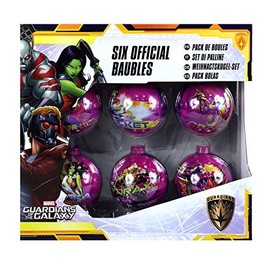 1 x Guardians of The Galaxy 6PC Christmas Tree Tin Baubles Decoration Pack - 7.5cm x 7.5cm - Featuring 6 Different Designs.