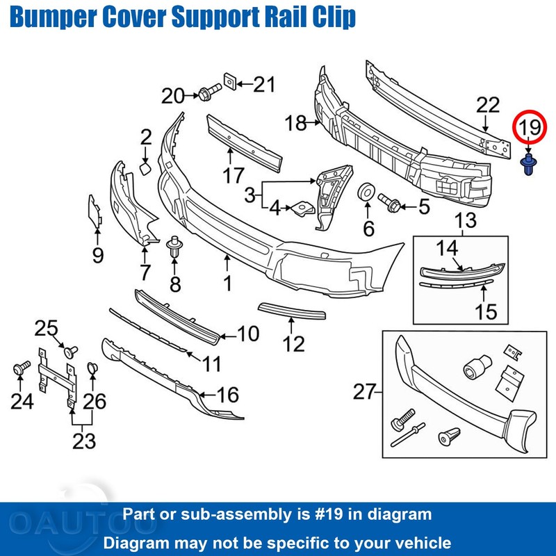 OAUTOO 25pcs 8mm Bumper Cover Retainer Clip for Volvo 3533394