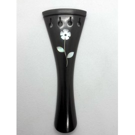 Musical String Violin Tailpiece Ebony Wood Round Style french model 4/4 with white shell Flower Lilly Pack Of 1
