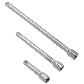 DAKCOS 3/8 Inch Drive Extension Bar Set 3 Pieces Socket Extension 3, 6, 10 Inch Long Chrome Vanadium Steel