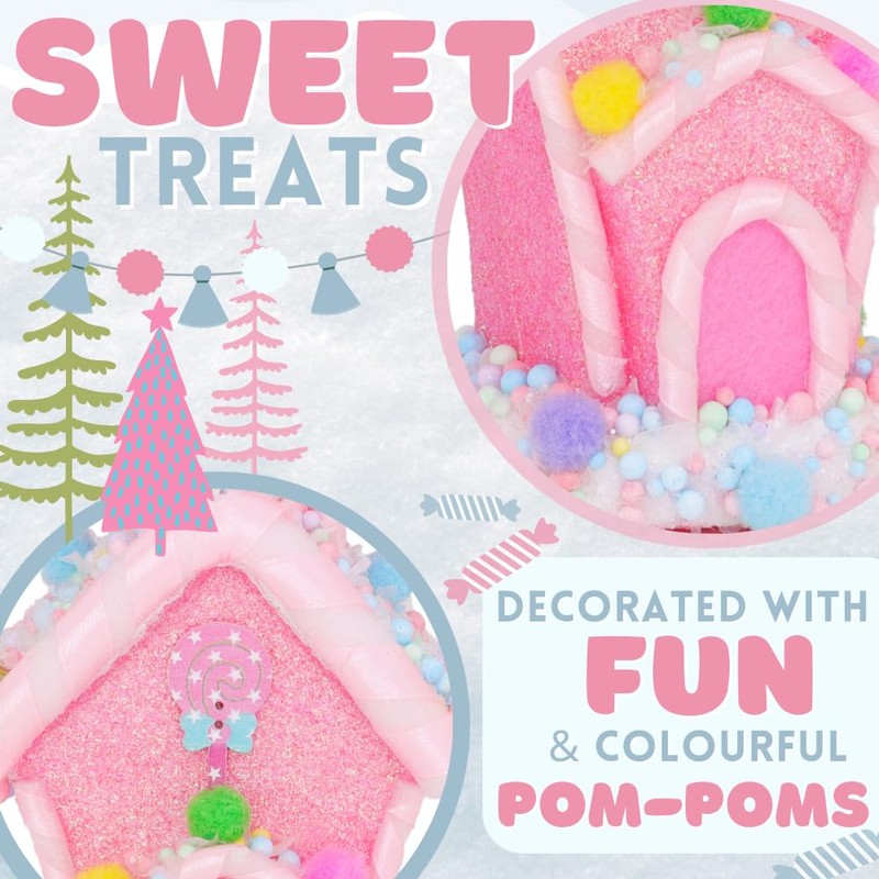 Christmas Concepts® 26cm (10") Pink Glitter Whoville Decorated Candy House