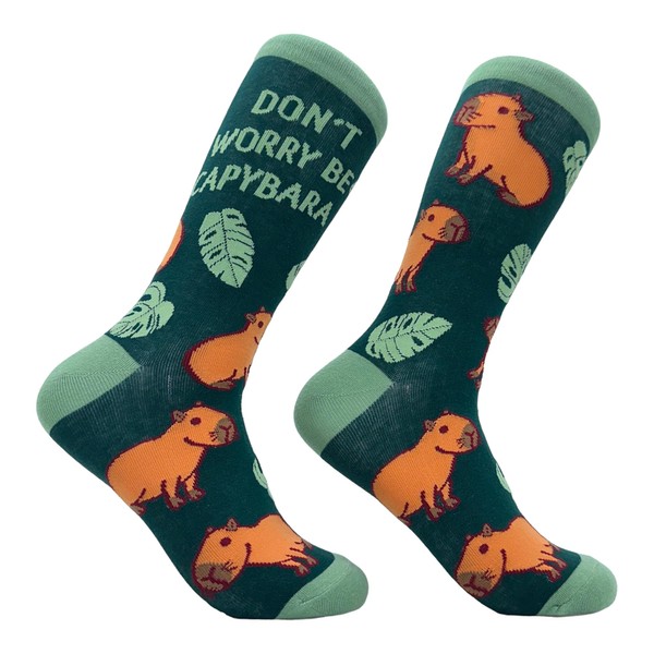 Crazy Dog T-Shirts Funny Don't Worry Be Capybara Crew Socks