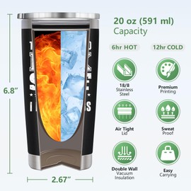 KOOLDRINK Gifts for Men Husband Dad-That's What I Do I Fix Stuff and I Know Things Stainless Steel Tumbler with Lid Straw-Valentines Day Birthday Christmas for Mechanic Father Him 20oz Black