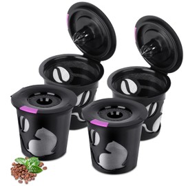 Reusable K Cups for K-Mini/K-Duo/K-express, 4 Pack Reusable Coffee Pods for K-eurig, BPA Free Refillable Single K Cups for K-eurig 1.0 & 2.0 Series