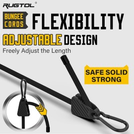 Bungee Cords with Hooks, Upgrade 30cm Adjustable Bungee Cords with Carabiner Hooks, Easy to Adjust from 18 to 30 cm Short Bungee Straps Elastic Rope with Clips Heavy Duty for Bike, Cargo, 6 Pack