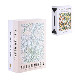 Book Shape Decorative Cable Management Box - Expandable Cable Organizer Box with Magnetic Closure for Home & Office (William Morris, Large)