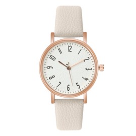 OFFCUP Women's Leather Quartz Watch, Leather Strap Ladies Watches, Analog Quartz Watches with White Dial, 3 Hand Quartz Watch, Premium Fashion Wrist Watch for Women Ladies Girls
