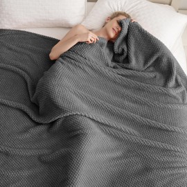 Dark Grey 300GSM Super Soft Large Queen Blanket for Couch Sofa Bed Cozy Blankets for Women Girls Cute Fleece Fluffy Blanket for Aesthetic Home Decor 90x90