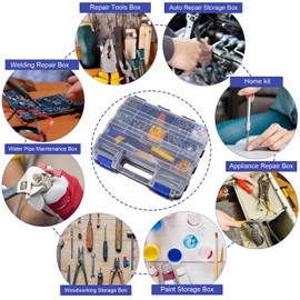 AIDY-PRO Small Parts Organizer Box Storage Case Tools Box Organizer Double Side 34 Compartments Hardware Organizers with Removable Plastic Dividers for Screws Nuts Nails Bolts, 2 Pack