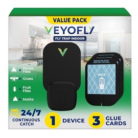 VEYOFLY Fruit Fly Traps for Indoors (1 Device + 3 Refills), Gnat Trap Indoor Plug in, Bug Traps, Flying Insect Trap, Gnat Traps for House Indoor, Fly Trap Indoor for Home Bug Light, Gnats Catcher
