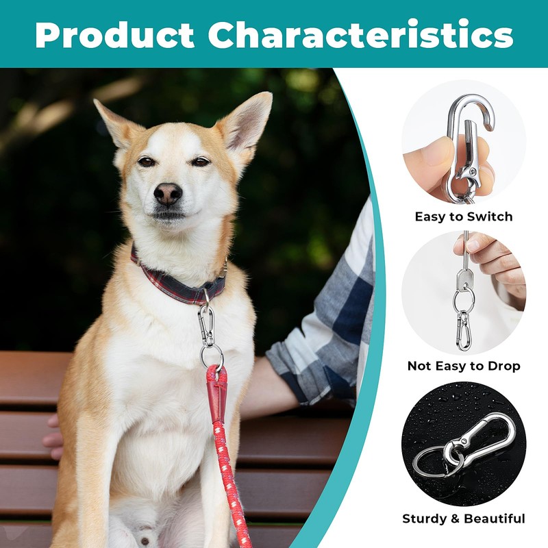 Dog Tag Clips, Stainless Steel Heavy Duty Ring Pet Tag