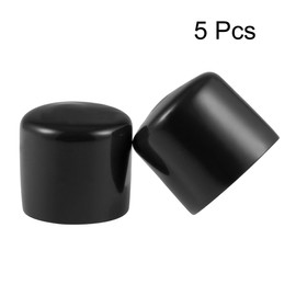 sourcing map 5pcs Screw Thread Protectors 32mm ID Round End Cap Black Tube Caps