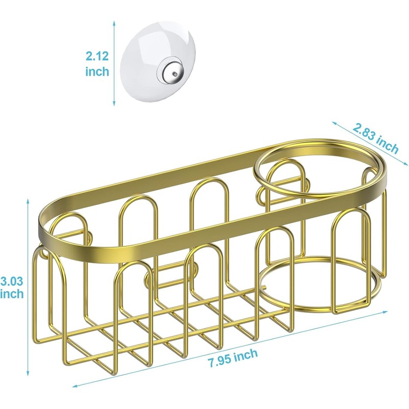 Yazoni 2-in-1 Sponge Holder for Kitchen Sink, Suction Cup Rack