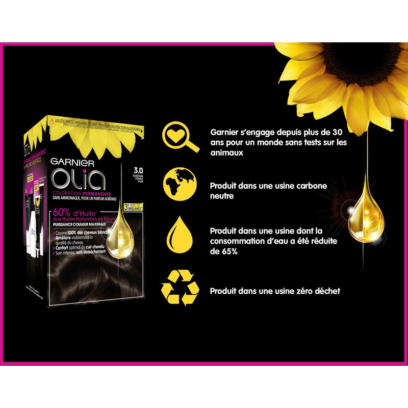 GARNIER Colouration Olia colouration n° 3.0 châtain foncé pure