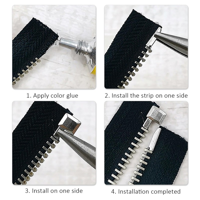48 Pcs Zip Repair Kit, Metal Replacement Zip，Zip Latch Head