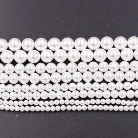 Fukugems Stimulierte Perle für Schmuckherstellung, 2-Stränge Glasperle für Armband Halskette Herstellung white 4mm