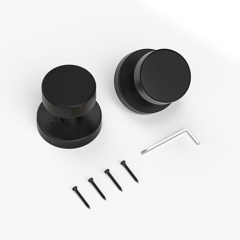 naubea 2 Pack Matte Black Dummy Door Knob Interior, Black