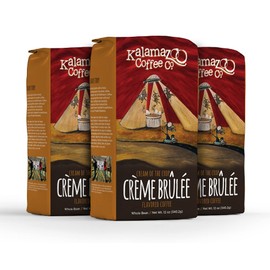 KALAMAZOO COFFEE COMPANY Crème Brulée Whole Bean Coffee - Cream of the Crop Flavored Coffee | 12oz Bag (3 Pack)