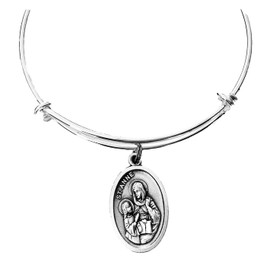 Patron Saint of Mothers, Pregnant Women and Childless couples Expandable Charm Bracelet Saint Anne Medal