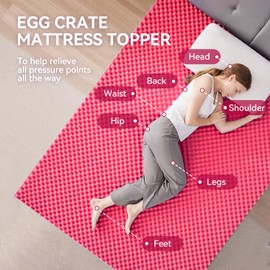 SINWEEK 3 Inch Egg Crate Memory Foam Mattress Topper Twin XL, Twin Extra Long Mattress Pads for College Dorm Single Bed, Pressure Relieve CertiPUR-US Certified,39x80 Inches, Pink